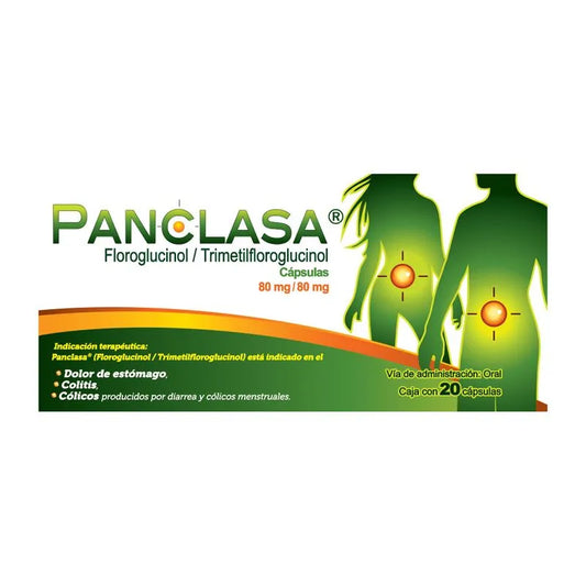 Panclasa 80 mg, Floroglucinol, Trimetilfloroglucinol, Caj. c/20 Cáps.