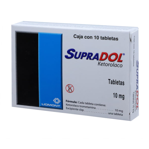 Supradol 10 mg, Ketorolaco Trometamina, Caj. c/10 Tab.