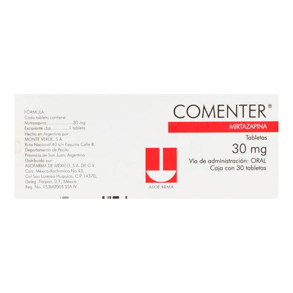 Comenter 30 mg Caja con 30 Tabletas de Duloxetina