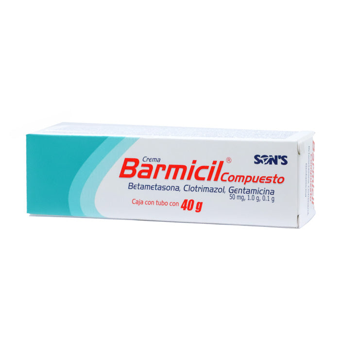 Barmicil Compuesto 50 mg/1.0 g, 1.0g, Betametasona, Clotrimazol, Gentamicina, Caj. c/1 tubo c/40 gramos
