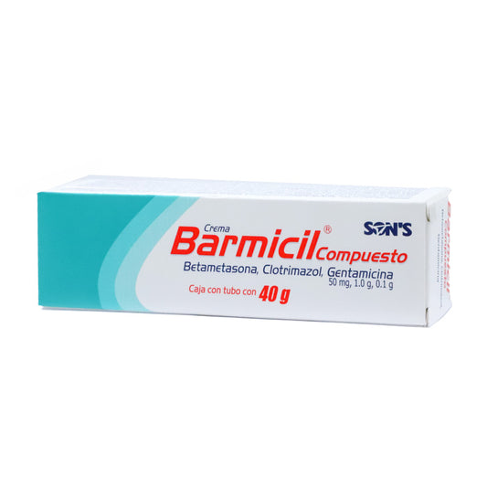 Barmicil Compuesto 50 mg/1.0 g, 1.0g, Betametasona, Clotrimazol, Gentamicina, Caj. c/1 tubo c/40 gramos