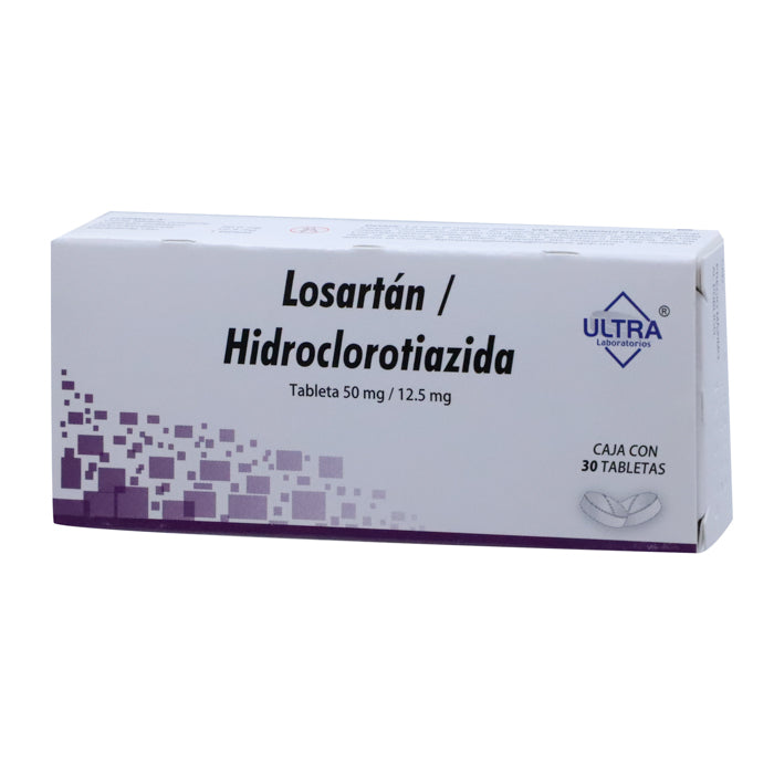 Losartán-Hidroclorotiazida 50 mg /12.5 mg, Caj. c/30 Tab.