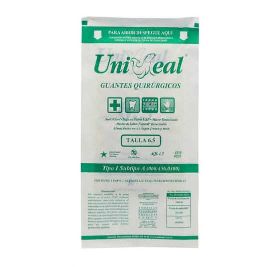 Guantes Qx 6.5 Latex Estéril Uniseal Sur