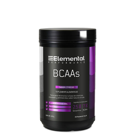 BCAAs 420 g, Fuente de aminoácidos, Ratio 2:1:1, Electrolitos, Fco. c/420 gramos Pvo