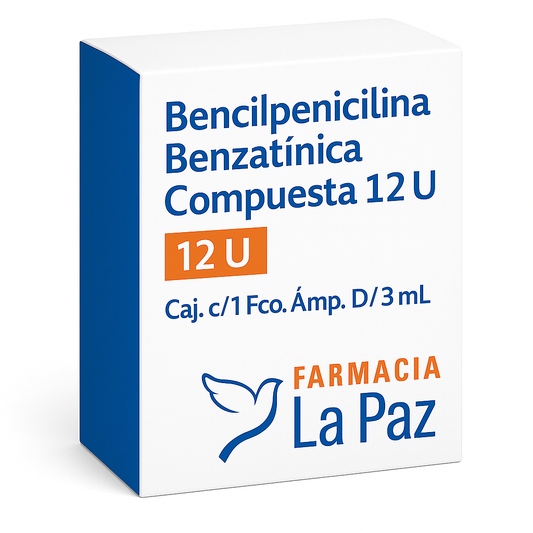 Bencilpenicilina Benzatínica Compuesta 12 U, Caj. c/1 Fco. Ámp. D/ 3 mL