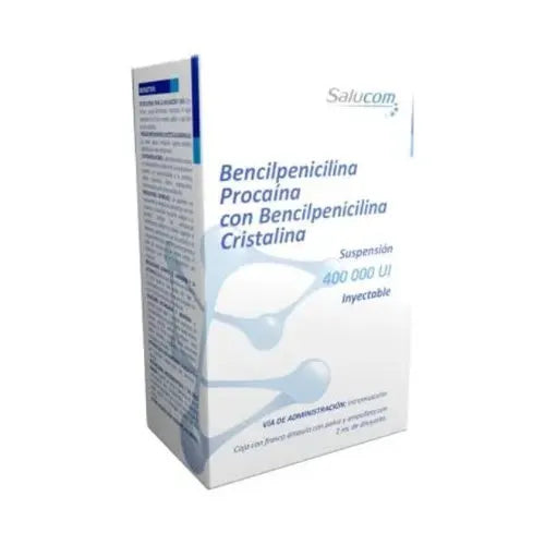 Bencilpenicilina Procaínica, Bencilpenicilina Cristalina 400,000 U,, Caj. c/1 Ámp. D/2 mL