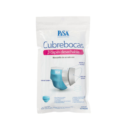 Cubrebocas 3 Capas Desechable PiSA – Protección