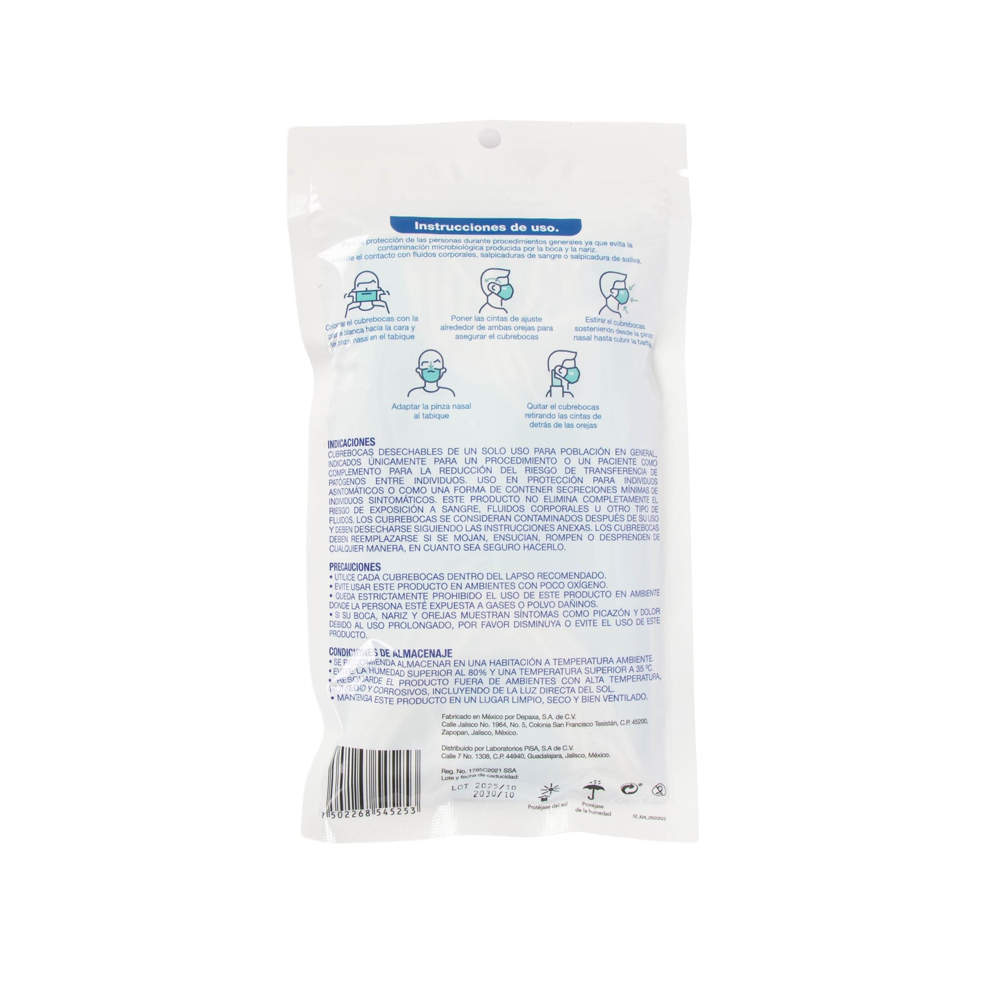 Cubrebocas 3 Capas Desechable PiSA – Protección