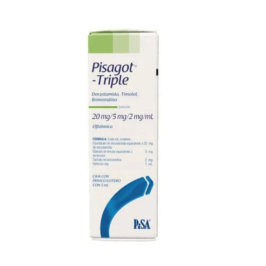 Pisagot Triple 20 mg 5 mg 2 mg Caja con Frasco Gotero de 5 mL Solución Oftálmica | La Paz