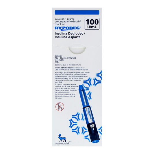 Ryzodeg FlexTouch 100 UI/mL Pluma Prellenada de 3 mL