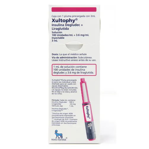 Xultophy, Insulina Degludec, Liraglutida, Pluma 100Ui 1X3ml