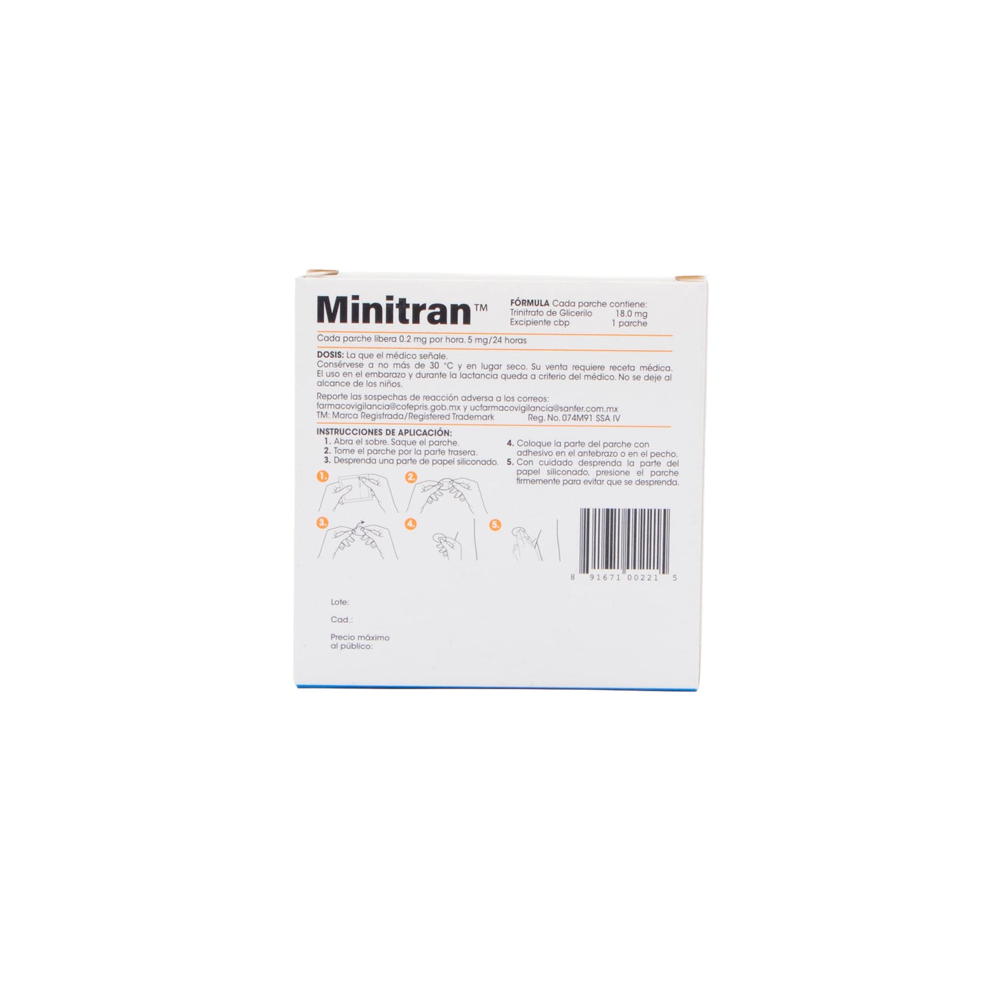 Minitran Parche 18mg – Angina de Pecho