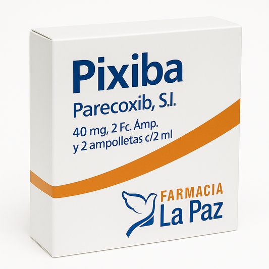 Pixiba, Parecoxib, S.I. 40mg, 2 Fco. Ámp. y 2 ampolletas c/2 ml