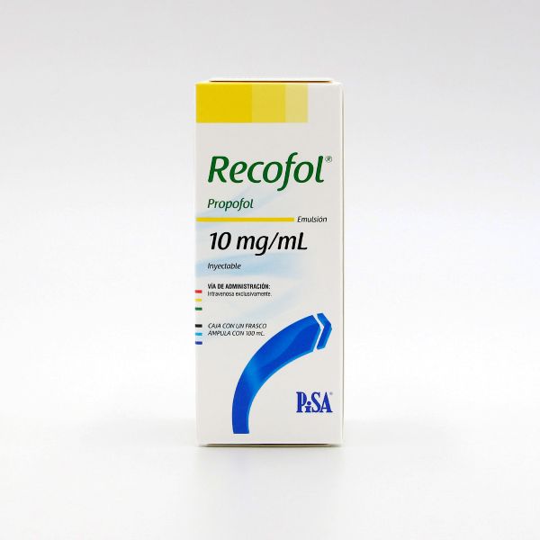 Recofol 10 mg/ mL, Propofol, Caj. c/1 Fco. c/100 mL