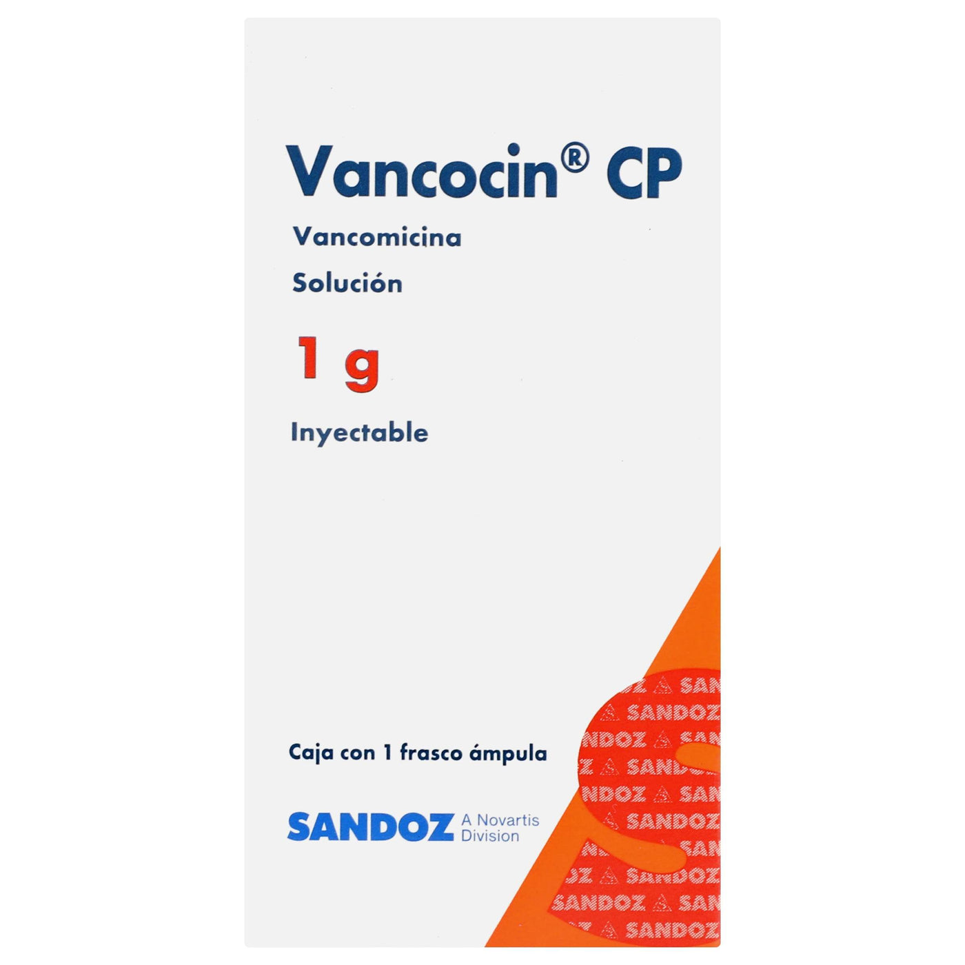 Vancocin 1 g, Vancomicina, Caj. c/1 Fco. Víal + solve.